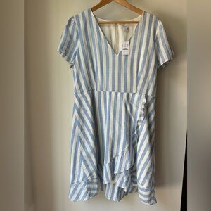 Jcrew factory strip linen blend dress